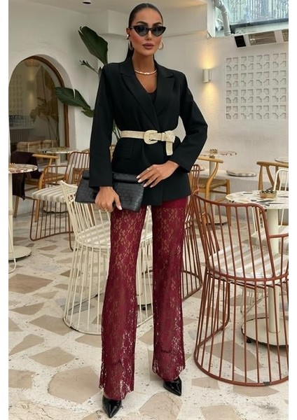 Ipeksi Içi Astarlı Dantel Pantolon 0081