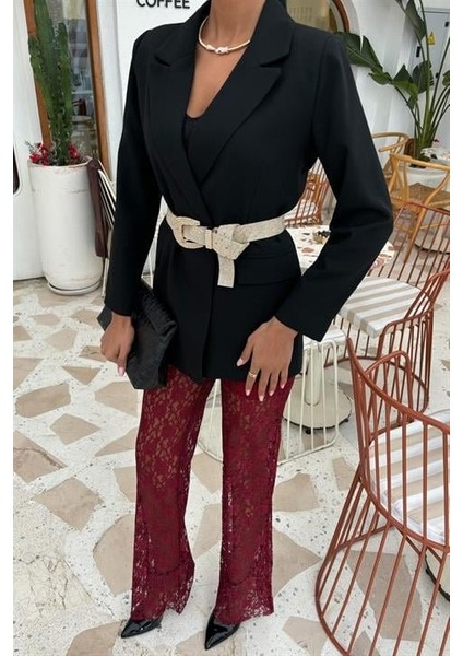 Ipeksi Içi Astarlı Dantel Pantolon 0081