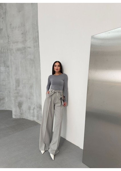 Ipeksi Sante Çi̇zgi̇li̇ Bel Kuşakli Palazzo Pantolon