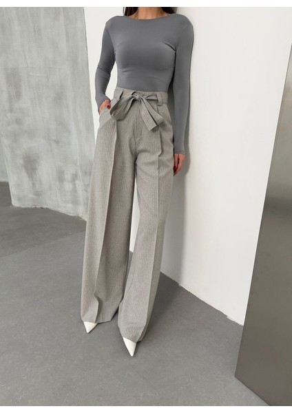 Ipeksi Sante Çi̇zgi̇li̇ Bel Kuşakli Palazzo Pantolon modelleri
