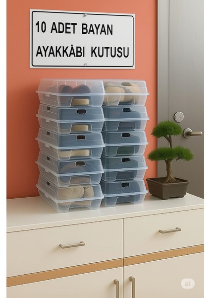 Şeffaf Bayan Ayakkabı Kutusu 10 lu Paket fiyatları