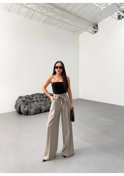 Ipeksi Sante Çi̇zgi̇li̇ Bel Kuşakli Palazzo Pantolon