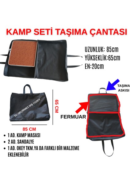Kamp Seti Taşıma Çantası Su Geçirmez Masa Sandalye Çantası Dayanıklı & Fermuarlı 85X65X20 cm
