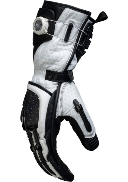 Handroid Mk5 Korumalı Deri Motosiklet Eldiveni Siyah Beyaz indirimleri