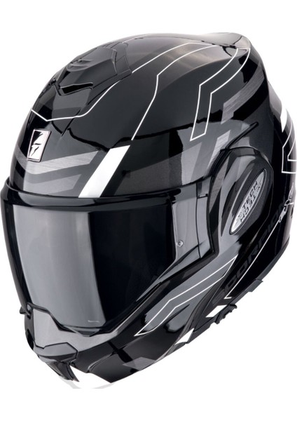 Exo-Tech Evo Conquer Çene Açılabilir Motosiklet Kaskı Siyah Beyaz