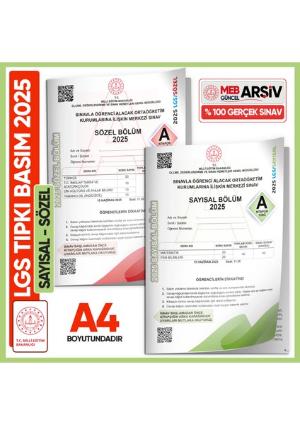 2025 Lgs Meb Birebir Tıpkı Basım Çıkmış Soru Say-Söz Kitapçıkları (Video/pdf Çözümlü Türkiye Geneli)