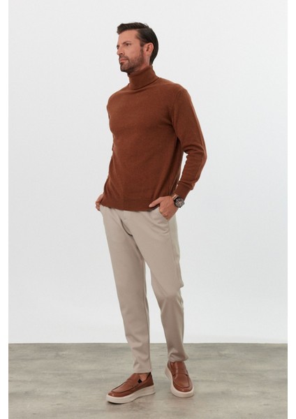 Erkek Yünlü Normal Kalıp Tam Balıkçı Yaka Triko Kazak