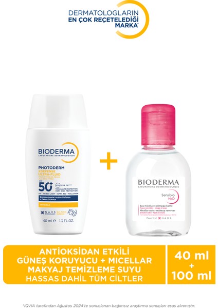 Tüm Ciltler Için Photoderm Xdefense Antioksidan Etkili Güneş Koruyucu & H2O Micellar Temizleme Suyu