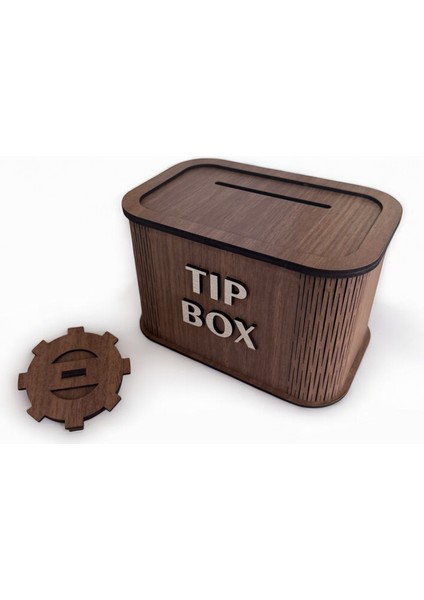 Lazer Kesim Ahşap Tip Box / Bahşiş Kutusu – Kafe & Dükkan Için Dekoratif Kutu