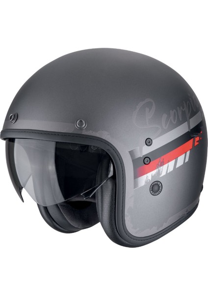 Belfast Evo Adonis Açık Motosiklet Kaskı Mat Gümüş Kırmızı