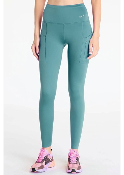 Go Dri Fit Infinalock High Rise 7/8 Leggings 6 Cepli Toparlayıcı Yüksek Belli Reflektörlü Spor Tayt Mavi