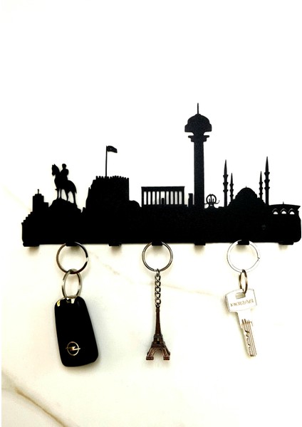 Ankara Silüeti Metal Duvar Anahtar Askısı Anahtarlık Şehir Manzarası modelleri