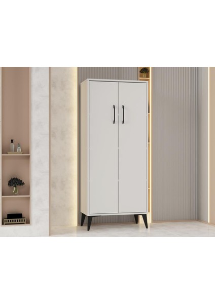 Flano Beyaz Çok Amaçlı Dolap Iki Kapaklı Dört Raflı Mutfak,banyo,hol,balkon,ofis,ayakkabılık modelleri