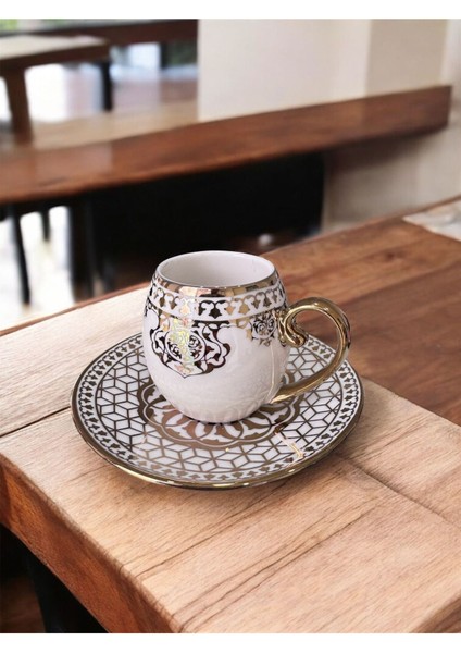 Maisone 6 Kişilik Lüks Porselen Kahve Fincanı Takımı - Altın Yaldızlı Desen, Şık ve Modern Tasarım fiyatları