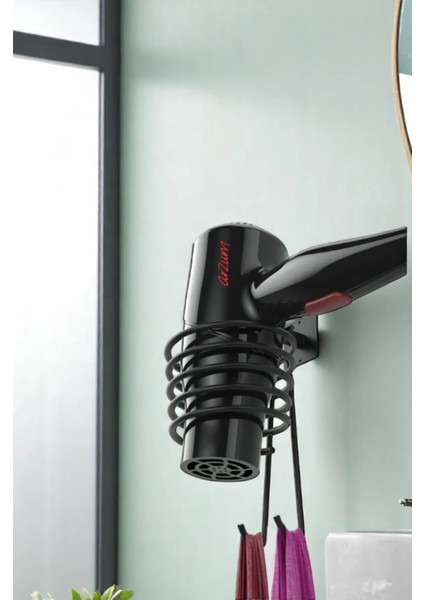Yapışkanlı Banyo Saç Kurutma Makinesi Askısı | Siyah Fön Makinesi Tutucu Aparatı Askılığı modelleri