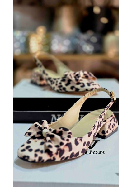 Leopar Desenli Fiyonklu Kadın Babet Ayakkabı modelleri