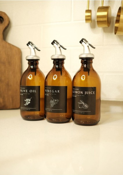 Home Amber Cam Zeytinyağı Limon Suyu Sirke Şişesi Yağdanlık 3lü Set 300ML fırsatları