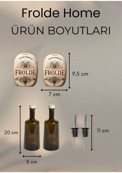 Home 2'li Amber 500 ml Cam Ayçiçek Yağı Zeytinyağı Şişesi Yağdanlık