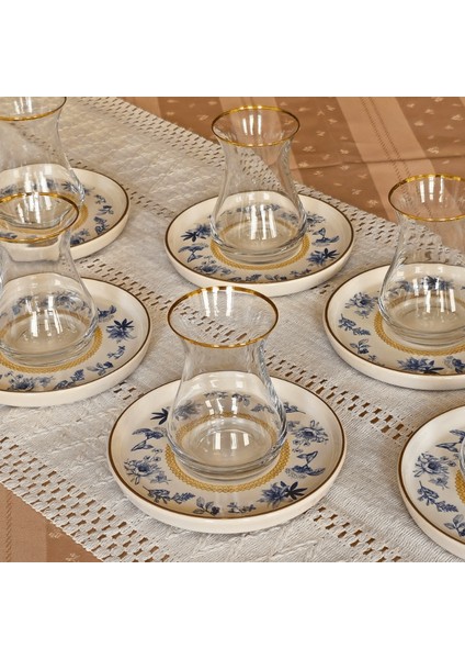 Glore Mavi Kuş Altın Yaldızlı 6 Çay Bardağı Takımı fırsatları