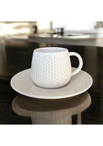 Şık ve Zarif 6'lı Kabartmalı Kahve Fincan Takımı