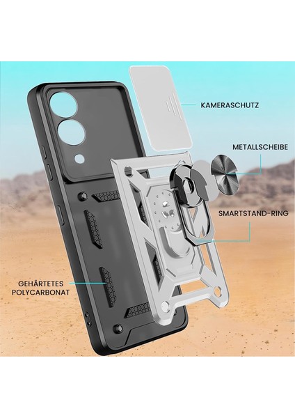 Samsung Galaxy S25 Edge Kılıf Kamera Korumalı Sürgülü Yüzüklü Armor Zırh Tank Kapak + 1 Adet 9h Ekran Koruyucu Cam Set fırsatları