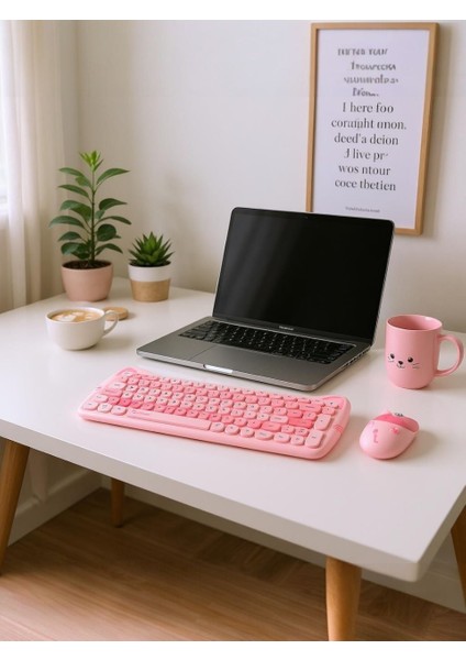Sevimli Kedi Kablosuz Klavye ve Mouse Seti Bluetooth + 2.4g Dual Mode modelleri