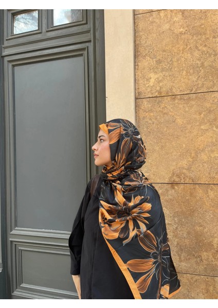 Vual Soft Şal Çiçek Desen Siyah Truncu Renk