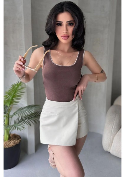 Nakış Detaylı Kalın Askılı Bluz Atlet %100 Pamuklu fırsatları