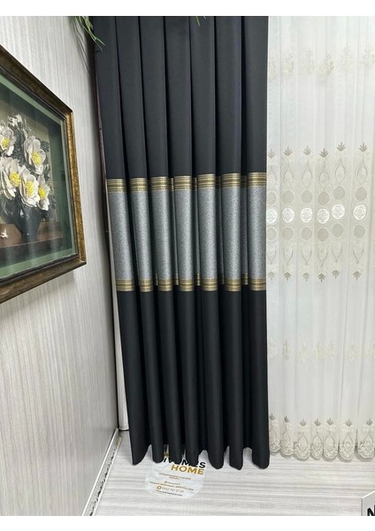 Nivemeshome Manavgat Siyah FT632113 V-903 1/3 Sık Pileli Fon Perde Apm