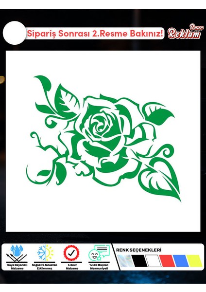 Dekoratif Gül Sticker – Romantik Çiçek Temalı Araba ve Yüzey Stickerı