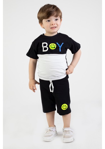 Erkek Bebek Şortlu Kısa Kollu Boys Desen Baskılı Yazlık Basic Alt-Üst Takım 6-24 Ay modelleri