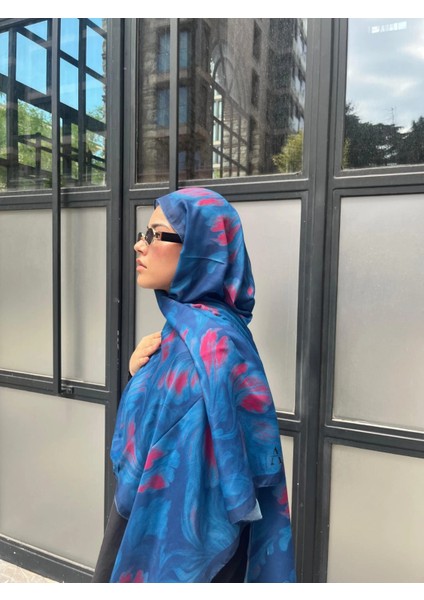 Esinti Vual Soft Pamuk Şal Mavi Fuşya Indigo Renk modelleri