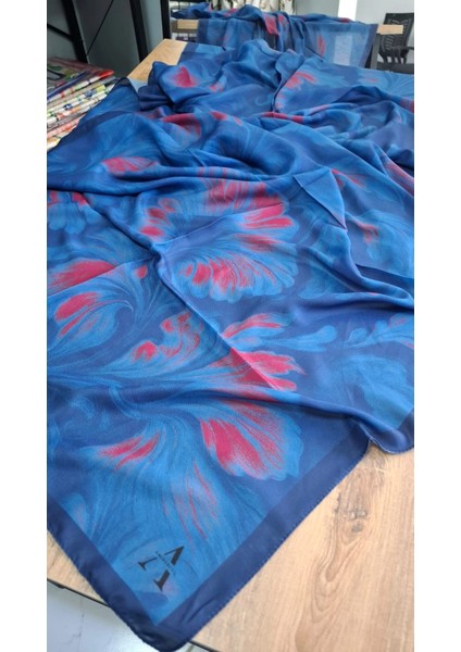 Esinti Vual Soft Pamuk Şal Mavi Fuşya Indigo Renk indirimleri