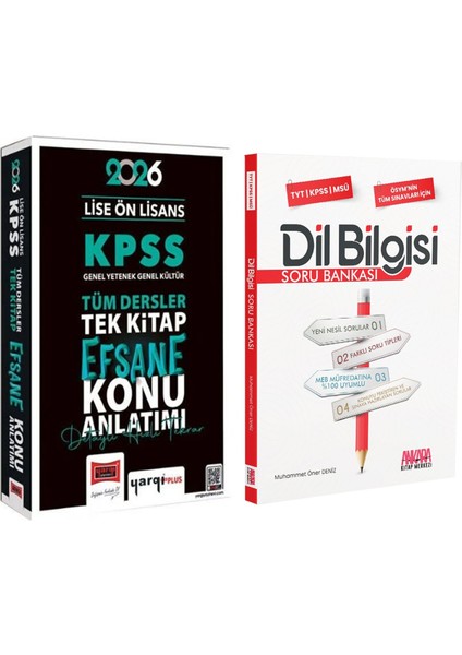 Yargı 2026 Kpss Lise Ön Lisans Efsane Konu Anlatımlı Tek Kitap ve Akm Dil Bilgisi Soru Bankası Seti 2 Kitap