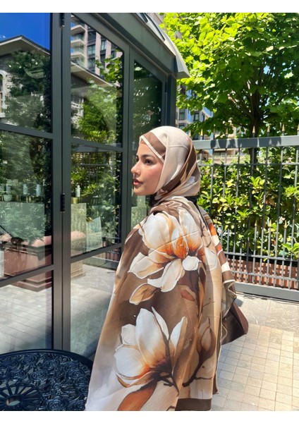 Tomurcuk Desen Vual Soft Şal Kahverengi Bej Renk fiyatları