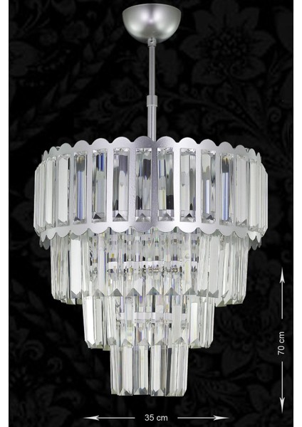 Lora 35 Cm'lik Kristal Cam Taşlı Lüks Avize - (gümüş Yaldız) indirimleri