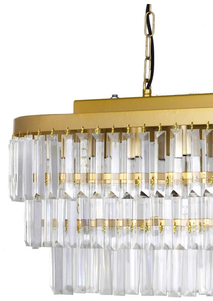 Linsa 70x30 Cm'lik Kristal Cam Taşlı Yemek Masası Üstü Lüks Avize - (sarı Yaldız) indirimleri