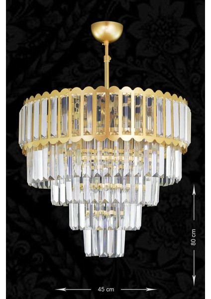 Lora 45 Cm'lik Kristal Cam Taşlı Lüks Avize - (sarı Yaldız) indirimleri