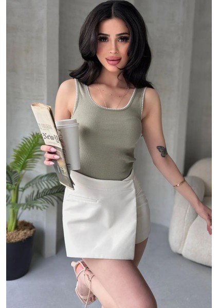 2'li Ekonomik Paket Nakış Detaylı %100 Pamuklu Kalın Askılı Bluz Atlet