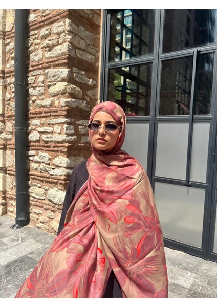 Çiçek Desen Vual Soft Pamuk Şal Bej Pudra Renk fiyatları