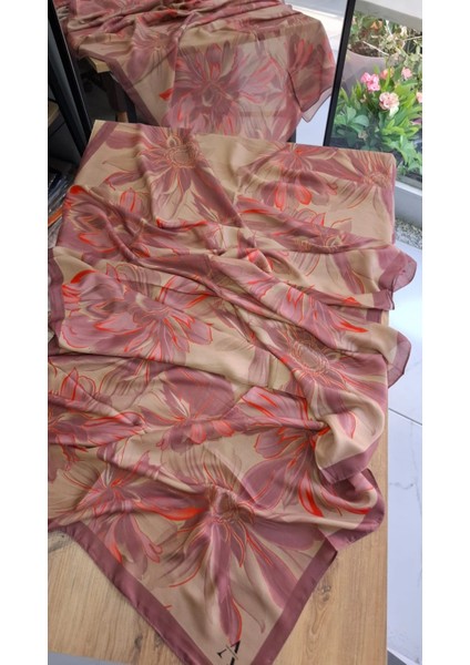 Çiçek Desen Vual Soft Pamuk Şal Bej Pudra Renk indirimleri