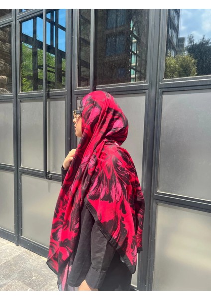 Esinti Vual Soft Pamuk Şal Fuşya Siyah Renk