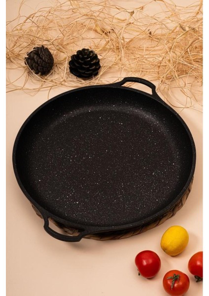 Jumbo Boy Granit Döküm 36 cm Tava Gözleme Saç Kavurma Bazlama Izgara Tavası