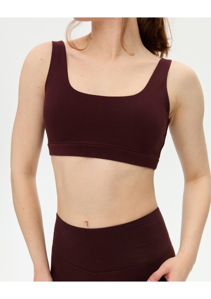 Kahverengi Organik Pamuk Low Back Bra Sırt Dekolteli Göğüs Pedli Pilates Yoga Sütyeni indirimleri