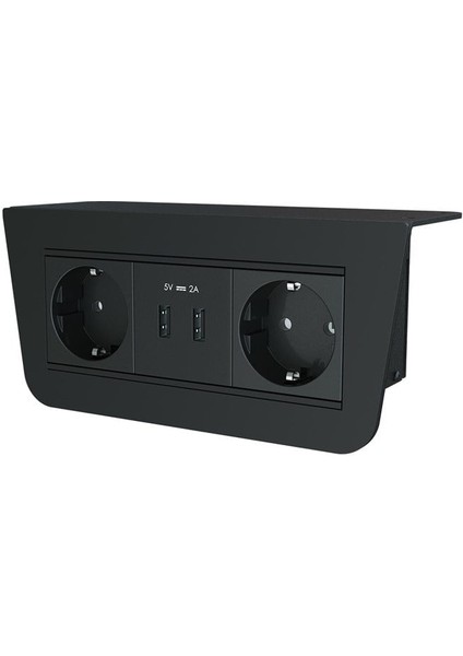 Under-Line Priz Sistemleri 6 Modül - 2 Priz - 2 USB, Siyah