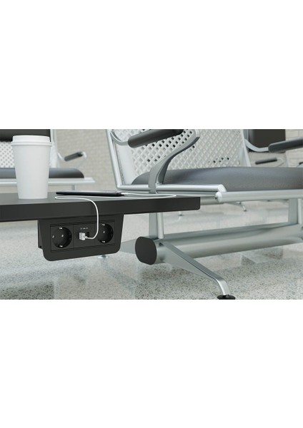 Under-Line Priz Sistemleri 6 Modül - 2 Priz - 2 USB, Siyah fiyatları