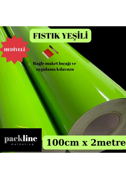 Fıstık Yeşili Hava Kanallı Kendinden Yapışkanlı Folyo 100CM x 2metre