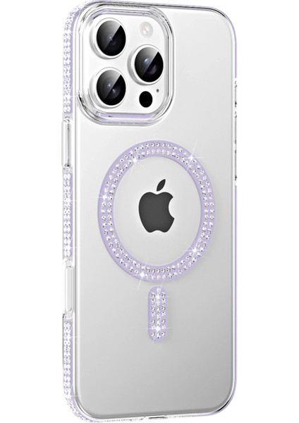 iPhone 16 Pro Kılıf 3D Taşlı Move Manyetik Şarj Özellikli Glitter Kapak