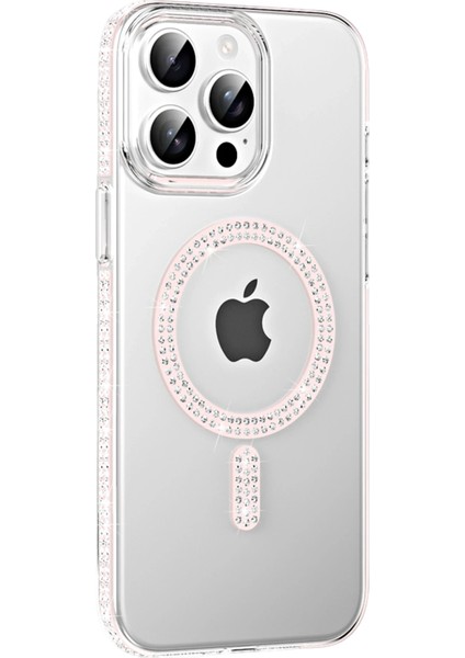 iPhone 14 Pro Max Kılıf 3D Taşlı Move Manyetik Şarj Özellikli Glitter Kapak