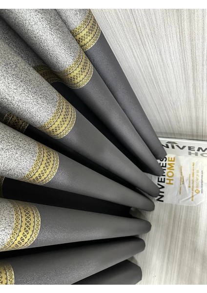 Nivemeshome Manavgat Antrasit-Gold FT632113 V-2501 1/3 Sık Pileli Fon Perde Apm fırsatları
